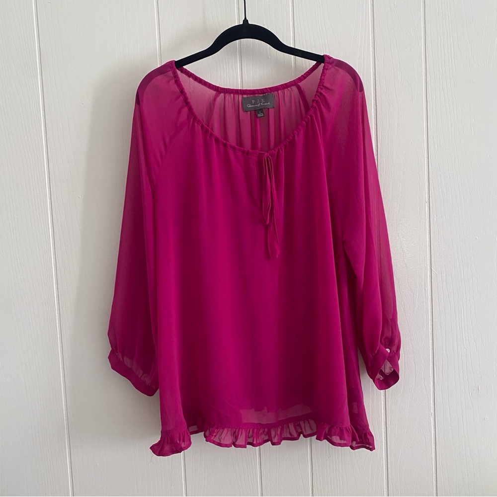 PJK Patterson J. Kincaid pink chiffon blouse